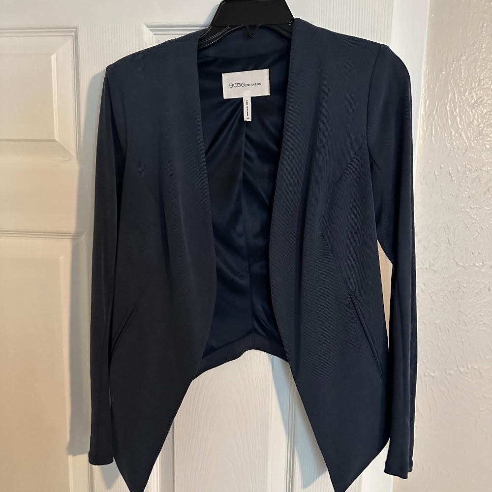 Navy Open Front Jacket
